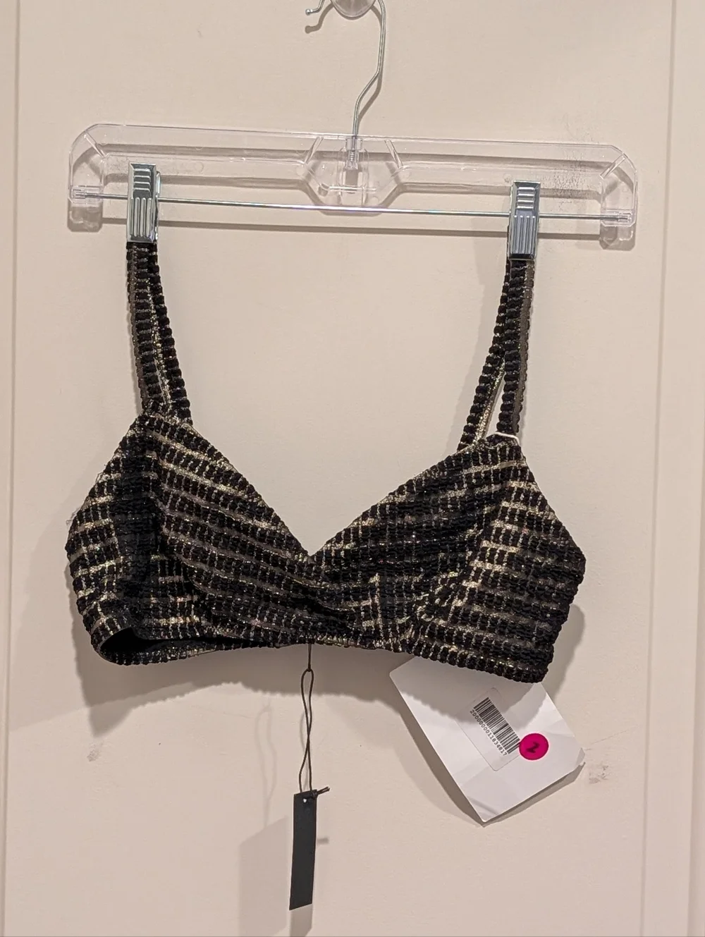 Lisa Marie Fernandez twist-front metallic stretch-jacquard bikini Top 3 / Medium